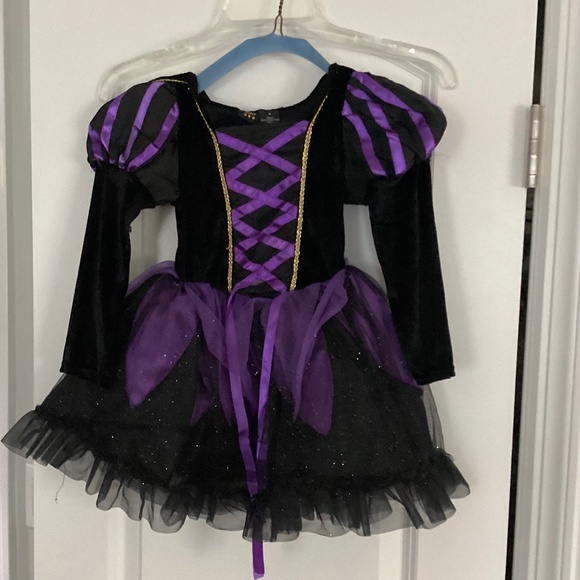 Girl Witch Costume Size 4 Black Purple Dress Halloween
